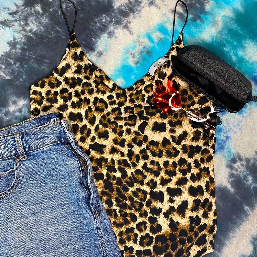 Leopard Print Onsie Bodysuit EUC
